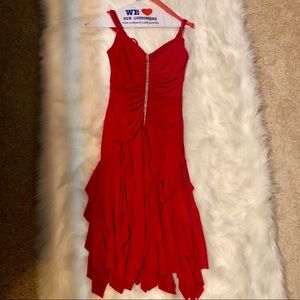 Ruffled Fuchsia Spaghetti Strapped Dress